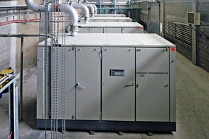 1 Over 50 compressors such as these screw compressors supply the cement plant with compressed air