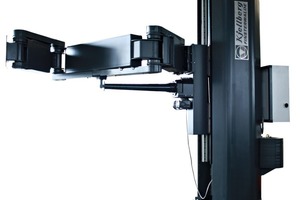 The fully retracted telescopic mast, showing the space-saving articulated boom