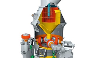 Illustration of a VRM from Gebr. Pfeiffer with six grinding rollers