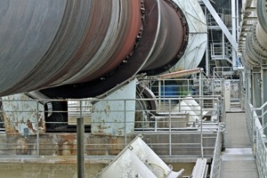 The rotary kiln, looking towards the preheater