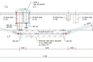 13 Post tensioning of secondary beams, sectional view