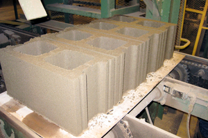 Concrete blocks made of newly created cementitious materials