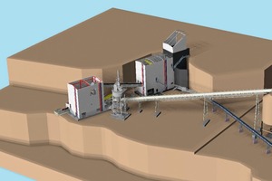 2 Structure of the overall plant, showing integrated armourstone production at the ­Kleinhammer greywacke quarryleft: 3D view of projectright: Implementation at the Kleinhammer greywacke quarry
