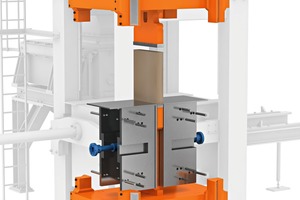1 Pressing and ejecting blocks with wall thicknesses of 115 mm (left) and 300 mm (right)