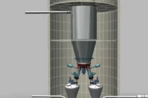 1 The ideal design setup of the rotor weighfeeder Pfister DRW installation with silo, silo extraction and aeration device and pre-hopper above each rotor weighfeeder