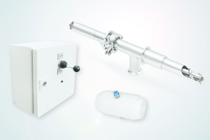 2 The main parts of the system: The auger sampler, the joystick control and the quench valve