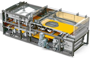 1 Design of the BHS indexing belt filter (BF) with suspension feeding, cake ­washing, vacuum tray, filter cloth tensioning device, belt tracking, filtrate outlet, drive and ­motor, filter cloth washing, cake discharge and scraper (from left)