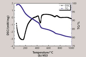 7 DSC-TG analysis of cement pastes with different NS contents after 28 days of hydration