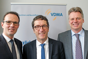 1 F.r.t.l.: Stephan Oehme, Chairman of the Cement, Lime, Gypsum and Dry Mortar Section (FLSmidth Pfister GmbH), Hermann Weckenmann, Chairman of the Building Material Plants Group (Hermann Weckenmann Anlagentechnik GmbH) and Dr. Marcus Wirtz, Chairman of the Mineral Processing Section (Joest GmbH & Co KG)