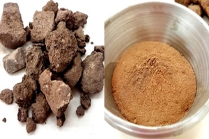 1 Natural pozzolan before and after grinding; on the left is the raw natural pozzolan and on the right is the one used in the study