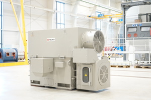 Helmke slip-ring motor, type: DSKK450S-06. The optionally available, large, swiveling assembly openings allow free access to the slip rings/carbon brush units and facilitate control and maintenance work in the slip ring area