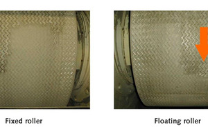 14 The view after a short period of initial use of the new rolls of the HPGR on 16.08.1999