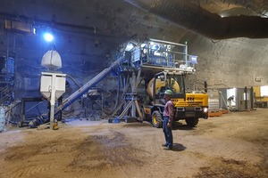 The BHS twin-shaft batch mixer of type DKX 0.75 in operation underground at the Konrad mine in Salzgitter-Bleckenstedt
