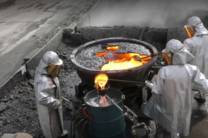 9 Water granulation of modified scrap-based EAF slag No. 5 by FEhS staff