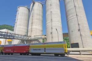 3 The RockTainer Sand wagons in use at the Hatschek cement plant in Gmunden. The plant has been part of the Rohrdorfer group since 2004
