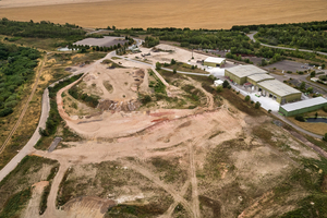 Aerial photograph of the gypsum recycling plant and surrounding area