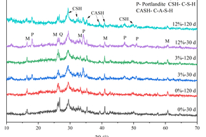 8 XRD patterns of specimens with different CS contents(a) Water curing  (b) Sulfate full immersion