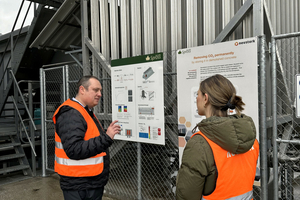 2 Philip Moss, Chairman of NextGen CDR, and Lisa Braune, Head of CDR at neustark, inspecting one of neustark’s CO2 removal systems.